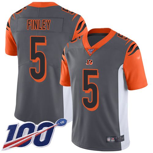 Cincinnati Bengals Limited Silver Men Ryan Finley Jersey NFL Footballl #5 100th Season Inverted Legend